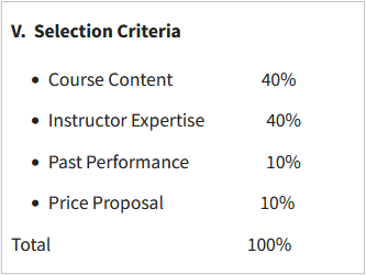 RFP example - selection criteria